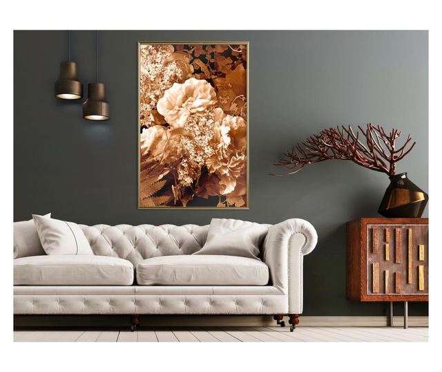 Plakat Artgeist - Bouquet in Sepia - Zlat okvir - 30 x 45 cm