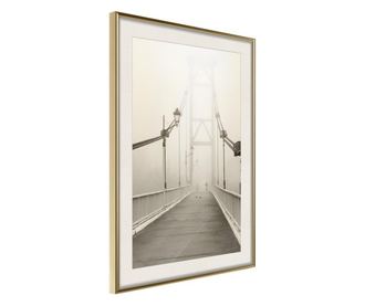 Plakat Artgeist - Bridge Disappearing into Fog - Zlat okvir s passe-partout - 30 x 45 cm
