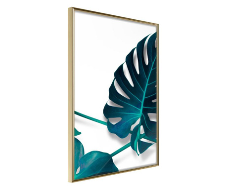 Плакат Artgeist - Turquoise Monstera I - Златна рамка - 30 x 45 cm