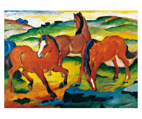 Vászonfestmény, vörös lovak, 70 x 50 cm