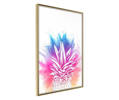 Faldekoráció - rainbow pineapple crown - arany keret - 30 x 45 cm