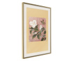 Faldekoráció - rhododendron and butterfly - arany keret passe-partout-val - 30 x 45 cm