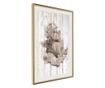 Plakat Artgeist - Winged Baby - Zlat okvir s passe-partout - 30 x 45 cm