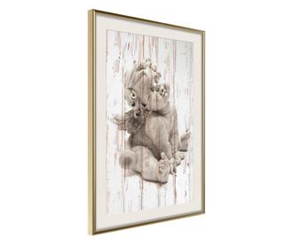 Plakat Artgeist - Winged Baby - Zlat okvir s passe-partout - 30 x 45 cm