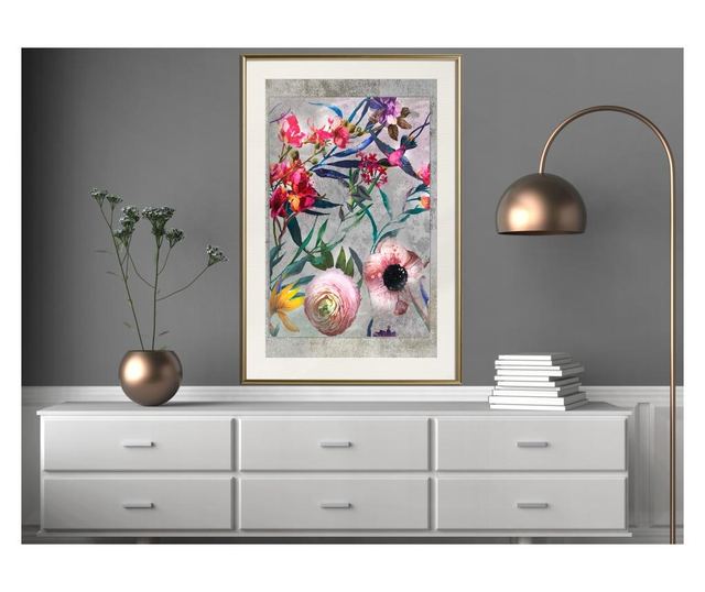 Plakat Artgeist - Scattered Flowers - Zlat okvir s passe-partout - 40 x 60 cm