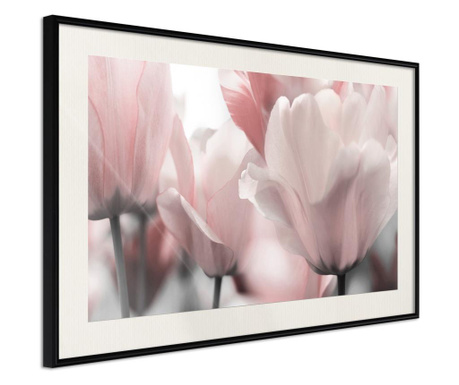 Плакат Artgeist - Pastel Tulips II - Черна рамка с паспарту - 90 x 60 cm