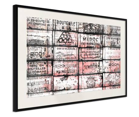 Faldekoráció - wine history - fekete keret passe-partout-val - 90 x 60 cm