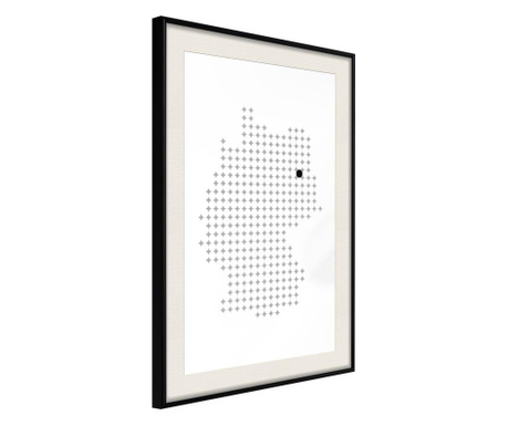 Faldekoráció - pixel map of germany - fekete keret passe-partout-val - 30 x 45 cm