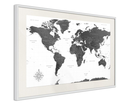 Poster Artgeist - The World in Black and White - Bijeli okvir s paspartuom - 90 x 60 cm