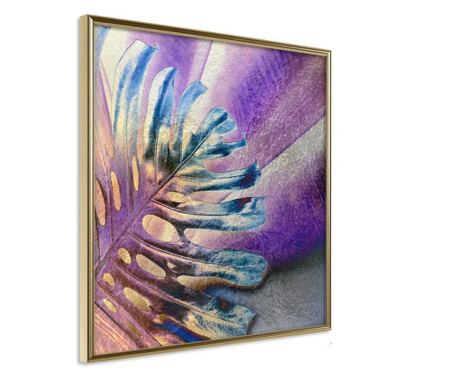 Poster Artgeist - Multicoloured Leaf - Zlatni okvir - 50 x 50 cm