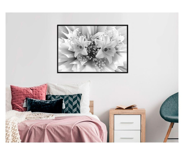 Faldekoráció - crystal lillies - fekete keret - 45 x 30 cm