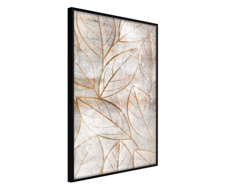 Faldekoráció - copper leaves - fekete keret - 30 x 45 cm