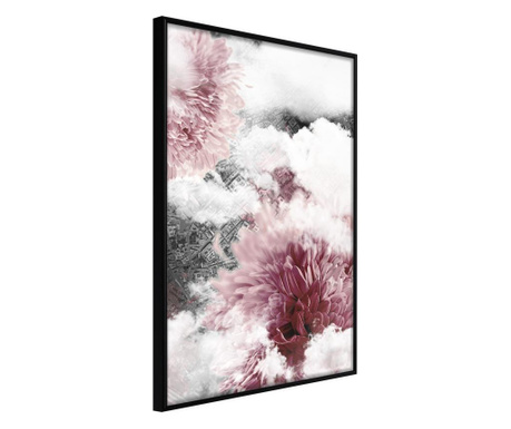 Faldekoráció - flowers in the sky - fekete keret - 30 x 45 cm