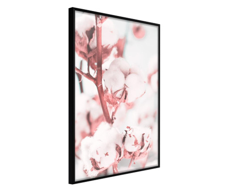 Faldekoráció - cotton flowers - fekete keret - 30 x 45 cm