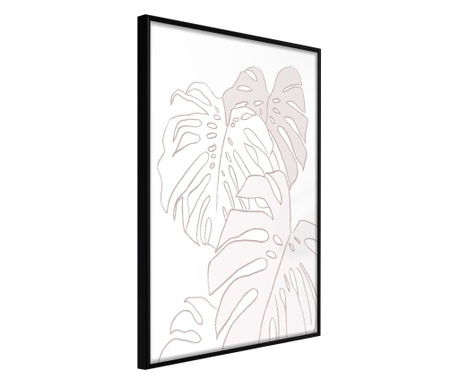 Faldekoráció - beige leaves - fekete keret - 30 x 45 cm