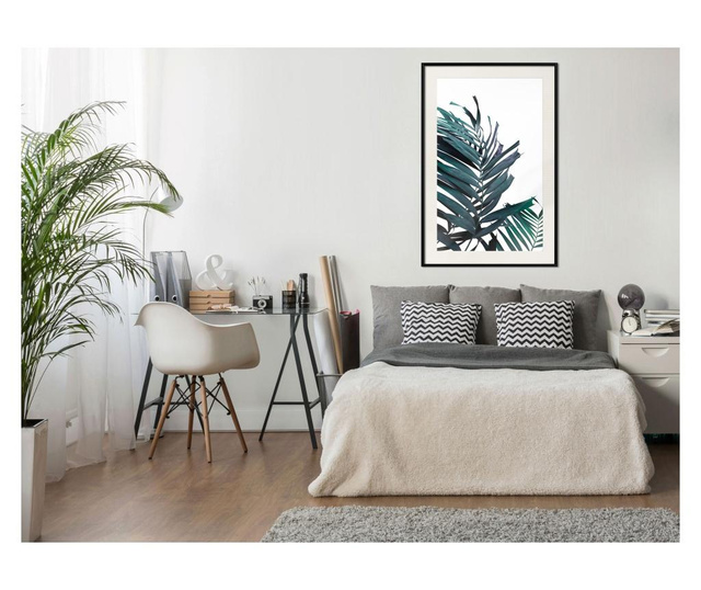Faldekoráció - evergreen palm leaves - fekete keret passe-partout-val - 20 x 30 cm