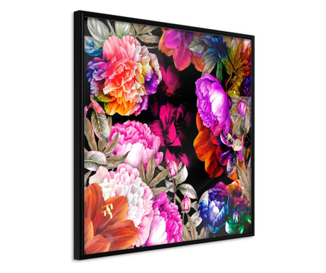 Faldekoráció - flower sonata (square) - fekete keret - 30 x 30 cm