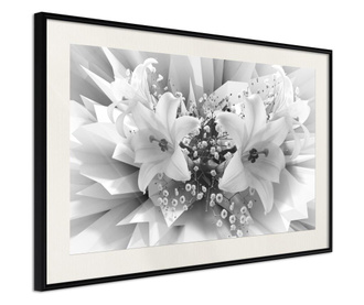 Faldekoráció - crystal lillies - fekete keret passe-partout-val - 30 x 20 cm