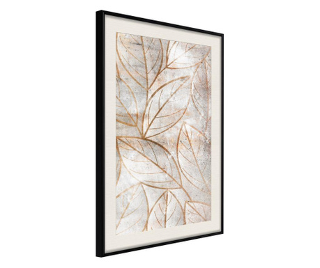 Faldekoráció - copper leaves - fekete keret passe-partout-val - 20 x 30 cm