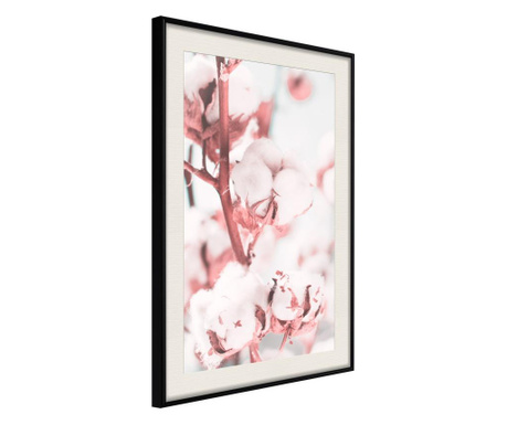 Faldekoráció - cotton flowers - fekete keret passe-partout-val - 20 x 30 cm