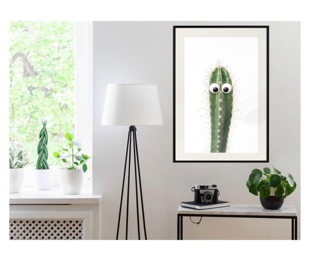 Faldekoráció - funny cactus i - fekete keret passe-partout-val - 30 x 45 cm
