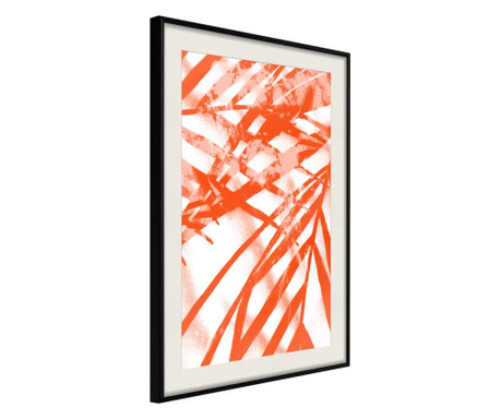 Faldekoráció - incandescent leaf - fekete keret passe-partout-val - 30 x 45 cm