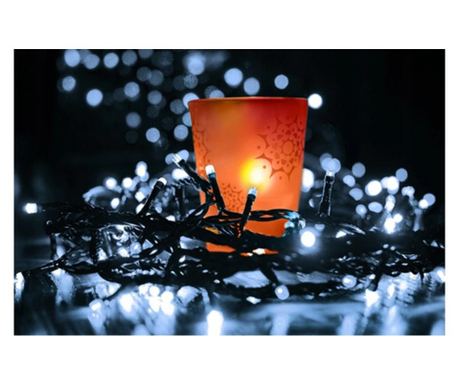 100 LED-es toldható fényfüzér, hálózati, hideg fehér