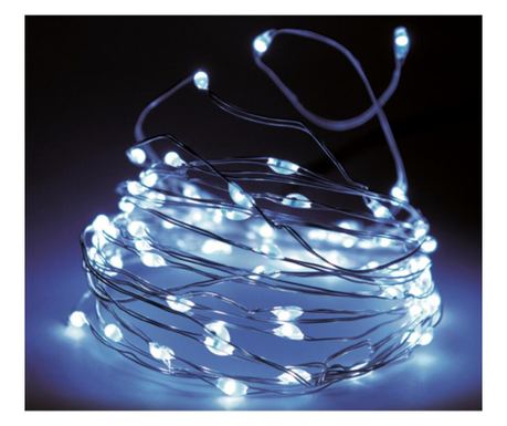 80 micro LED-es karácsonyi kültéri-beltéri fényfüzér, hideg fehér, 8 m