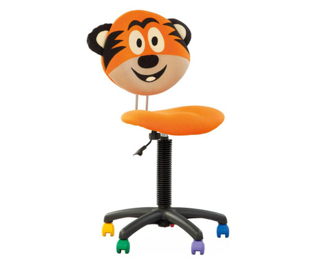 Scaun de birou pentru copii Tiger, textil microsolco, portocaliu