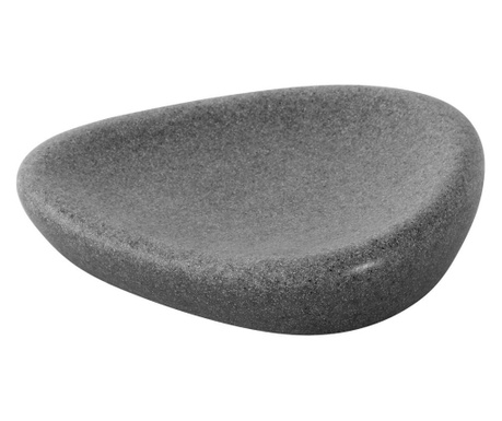 Поставка за сапун Feridras Stone, от полирезина с ефект на камък, Сив