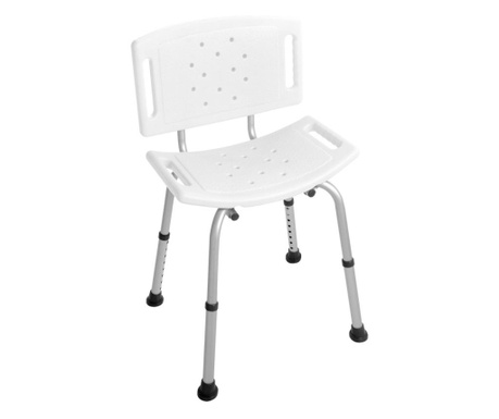 Krzesełko prysznicowe z regulowanymi nogami i oparciem dla osób niepełnosprawnych 56x48x85 cm Comfort