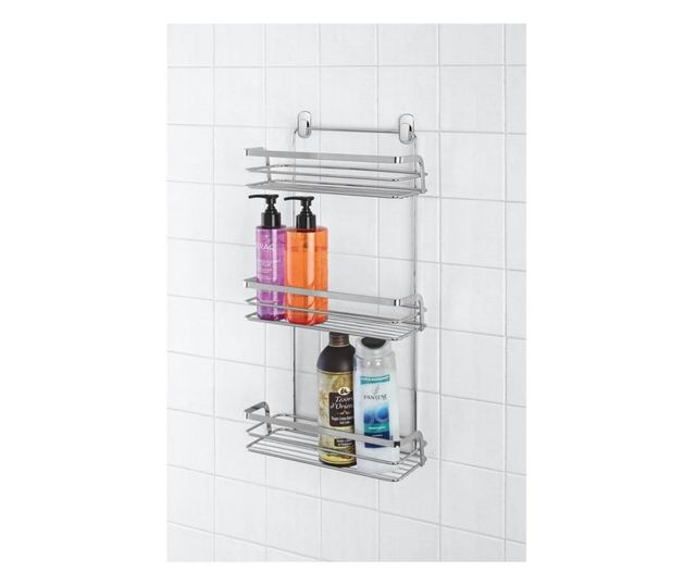 Etajera Francy de perete, 3 polite, otel cromat, 26,4x10x49,5 cm