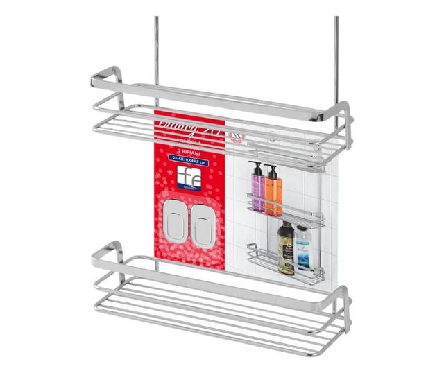Etajera Francy de perete, 3 polite, otel cromat, 26,4x10x49,5 cm