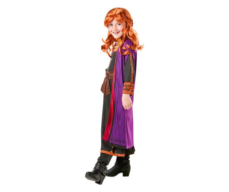 Set costum Disney Deluxe Anna si peruca, Regatul de gheață 2, Frozen 2, marime L, 7 - 8 ani