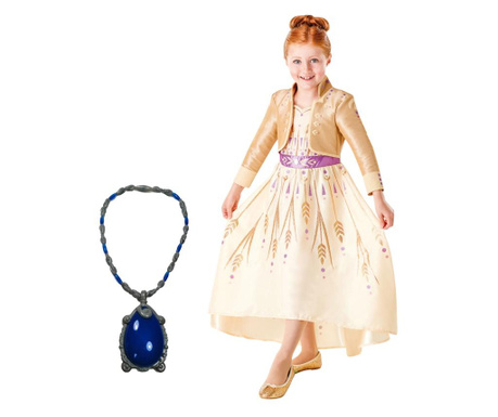 Set costum Disney Printesa Anna si amuleta magica muzicala, Regatul de gheata 2, Frozen 2, marime S, 3 - 4 ani  3-4 χρόνια