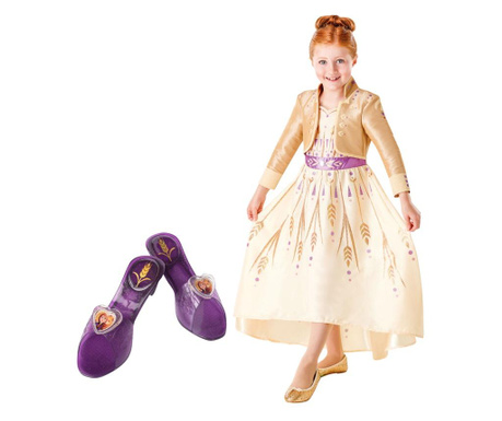 Disney princess anna costume set, frozen 2, frozen 2, μέγεθος l, 7 - 8 ετών και σανδάλια από καουτσούκ - Αντιγραφή