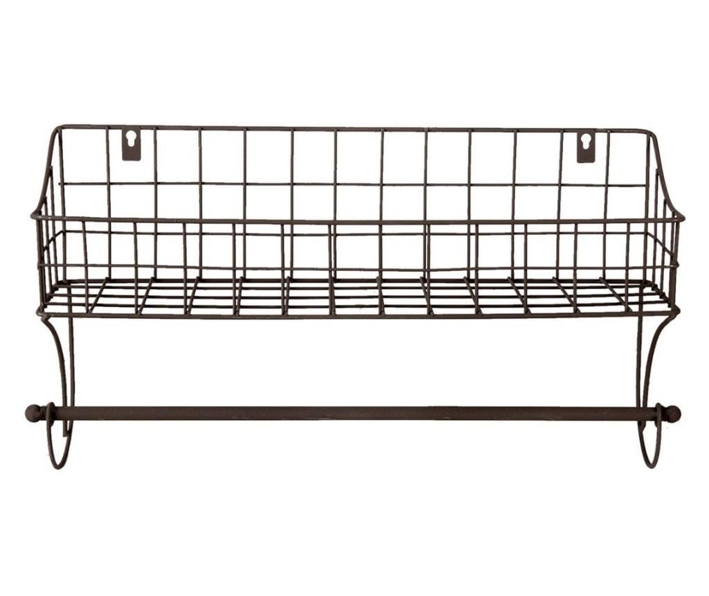 Suport prosop de perete cu etajera din fier maro 44x12x25 cm