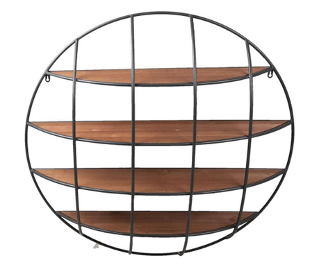 Raft de fier negru perete cu 4 polite din lemn maro 91x20 cm  0
