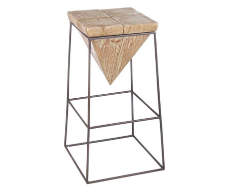 Barski stol z okvirjem iz rjavega železa in sedežem iz naravnega lesa Prismy 38x38x70 cm