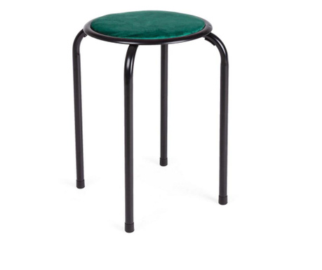 Zsámoly fekete vaslábakkal és Amal zöld velúr ülőfelülettel 30x30x45 cm