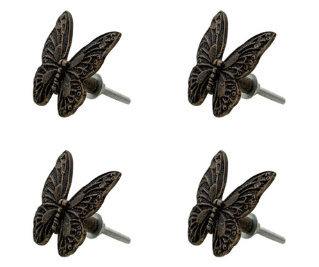 Set 4 butoni mobilier din fier negru model fluturas 5x3x5 cm  0