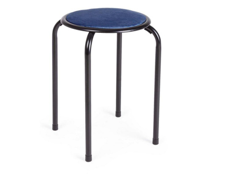 Tabure z nogami iz črnega železa in sediščem iz modrega velurja Amal 30x30x45 cm