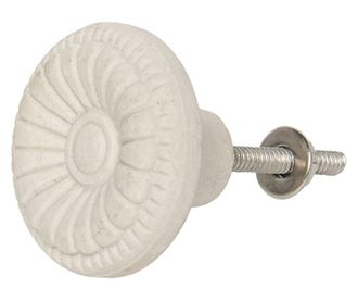 Nábytkový gombík zo železnej a krémovej keramiky 4x3 cm