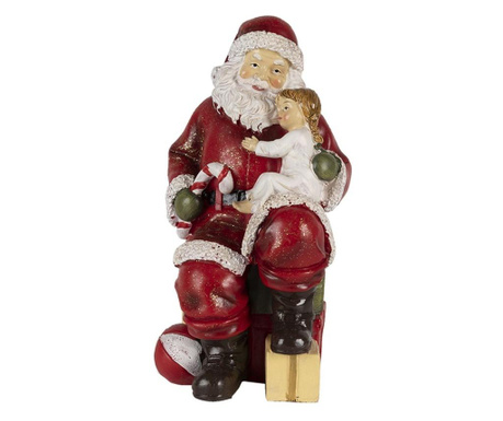 Figurica Djeda Božićnjaka i djeteta od poliresina 9x9x18 cm