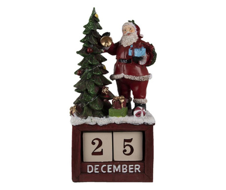 Kalendar s figurom Djeda Božićnjaka od poliresina 16x10x34 cm