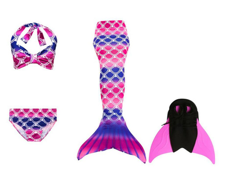 Бански костюм от 4 части за русалки, включващ опашка на бански...