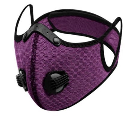 Fioletowa maska ochronna, sportowa, z filtrem węglowym, 2 zawory