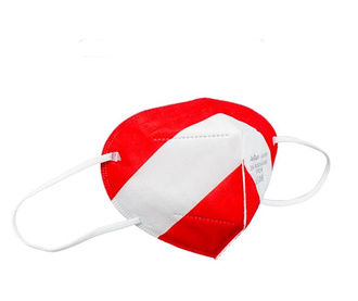 Maska czerwono-biała FFP2, model AD-1001, 5 warstw, zgodna z CE, pakowana pojedynczo