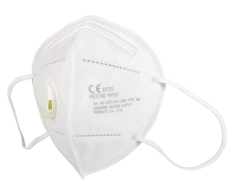 Maska FFP2 z zaworem/pochłaniaczem, biała, pakowana pojedynczo, zgodna z CE