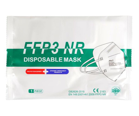 Zestaw 3 sztuk masek FFP3, filtracja BFE ≥98%, zgodność z CE, każda maska jest pakowana indywidualnie
